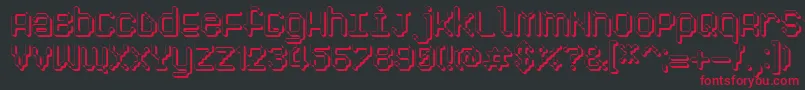 Czcionka Pixelogist3D – czerwone czcionki na czarnym tle