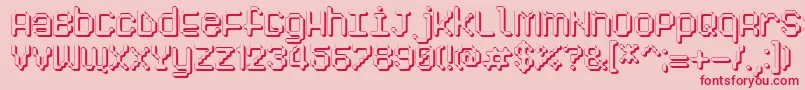 Czcionka Pixelogist3D – czerwone czcionki na różowym tle