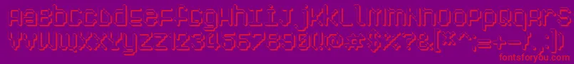 Pixelogist3D-Schriftart – Rote Schriften auf violettem Hintergrund