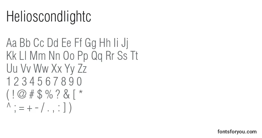 Шрифт Helioscondlightc – алфавит, цифры, специальные символы