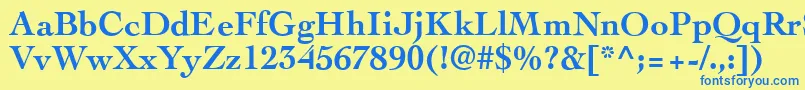 フォントCockneyBold – 青い文字が黄色の背景にあります。