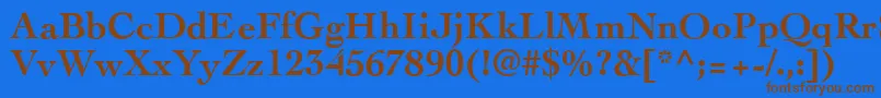 フォントCockneyBold – 茶色の文字が青い背景にあります。