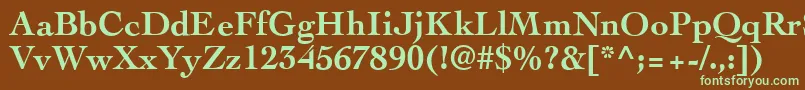 フォントCockneyBold – 緑色の文字が茶色の背景にあります。