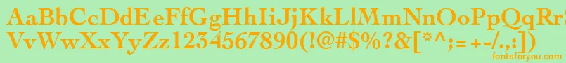 フォントCockneyBold – オレンジの文字が緑の背景にあります。