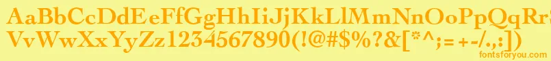 フォントCockneyBold – オレンジの文字が黄色の背景にあります。