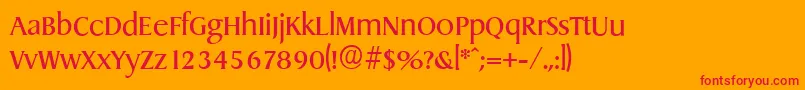 フォントDragonserialRegular – オレンジの背景に赤い文字