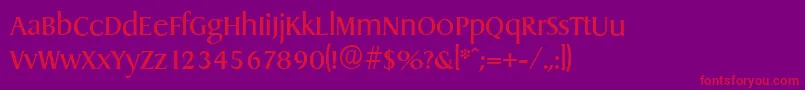 DragonserialRegular-fontti – punaiset fontit violetilla taustalla
