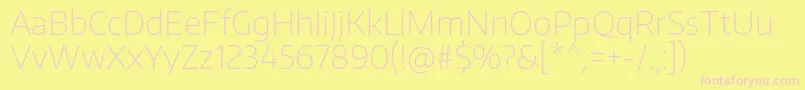 EncodesansThin-fontti – vaaleanpunaiset fontit keltaisella taustalla
