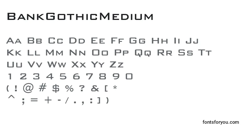 Czcionka BankGothicMedium – alfabet, cyfry, specjalne znaki