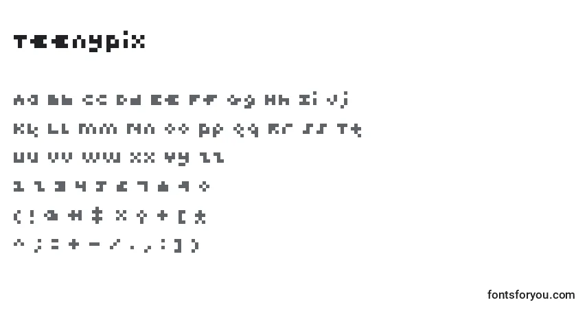 Schriftart TeenyPix – Alphabet, Zahlen, spezielle Symbole