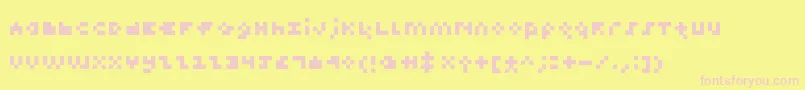 TeenyPix-fontti – vaaleanpunaiset fontit keltaisella taustalla