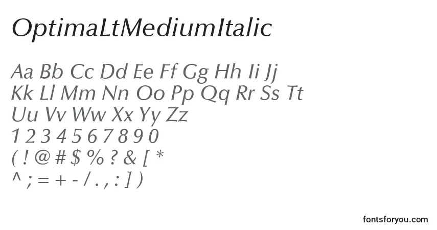 Fuente OptimaLtMediumItalic - alfabeto, números, caracteres especiales