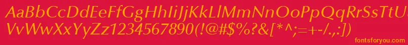 OptimaLtMediumItalic Font – Orange Fonts on Red Background