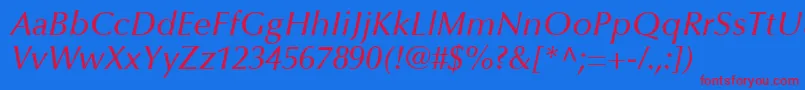 OptimaLtMediumItalic Font – Red Fonts on Blue Background