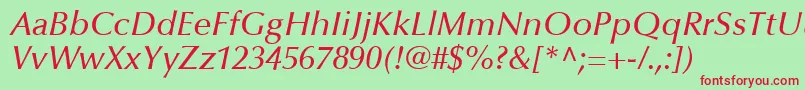 OptimaLtMediumItalic Font – Red Fonts on Green Background