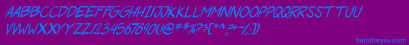 Fonte PgRoofRunnersItal – fontes azuis em um fundo violeta