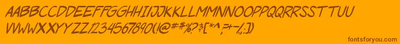 Więcej informacji o czcionce PgRoofRunnersItal Czcionka PgRoofRunnersItal – brązowe czcionki na pomarańczowym tle