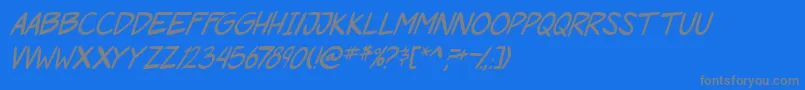 フォントPgRoofRunnersItal – 青い背景に灰色の文字