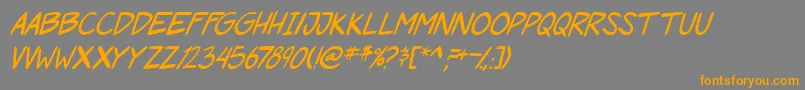 フォントPgRoofRunnersItal – オレンジの文字は灰色の背景にあります。