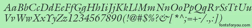 GalliardstdItalic-fontti – mustat fontit vihreällä taustalla
