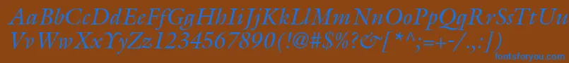 GalliardstdItalic-fontti – siniset fontit ruskealla taustalla