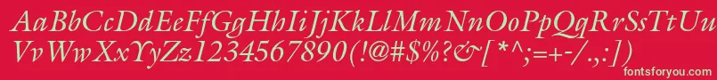 GalliardstdItalic Font – Green Fonts on Red Background