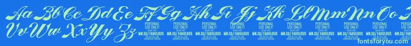 FabulousPersonalUse Font – Green Fonts on Blue Background