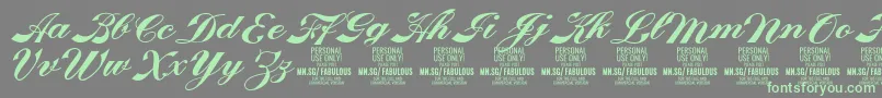 FabulousPersonalUse-Schriftart – Grüne Schriften auf grauem Hintergrund