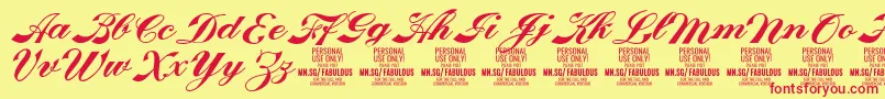 FabulousPersonalUse-Schriftart – Rote Schriften auf gelbem Hintergrund