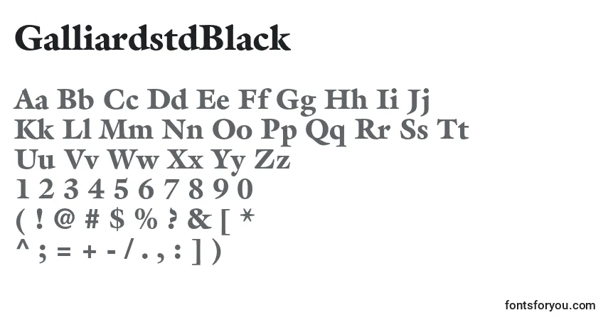 A fonte GalliardstdBlack – alfabeto, números, caracteres especiais