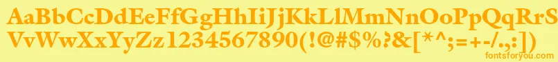 フォントGalliardstdBlack – オレンジの文字が黄色の背景にあります。