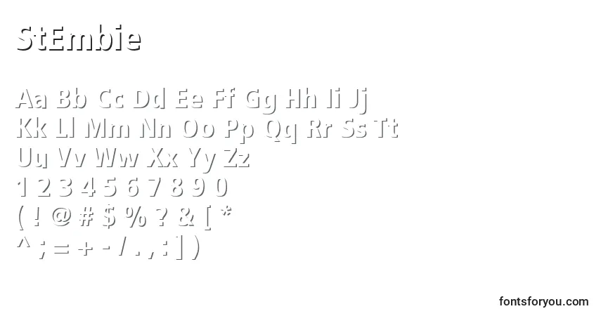 Schriftart StEmbie – Alphabet, Zahlen, spezielle Symbole