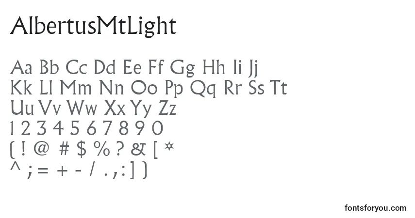 Czcionka AlbertusMtLight – alfabet, cyfry, specjalne znaki