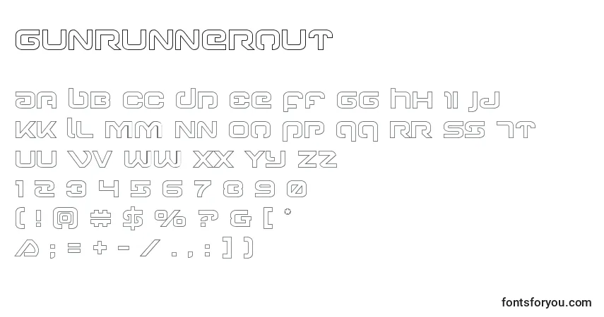 Schriftart Gunrunnerout – Alphabet, Zahlen, spezielle Symbole