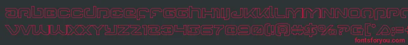 Gunrunnerout-Schriftart – Rote Schriften auf schwarzem Hintergrund