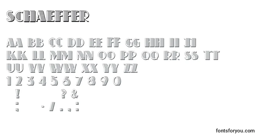 A fonte Schaeffer – alfabeto, números, caracteres especiais