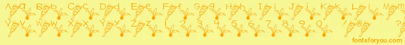 フォントHagoitaFont – オレンジの文字が黄色の背景にあります。