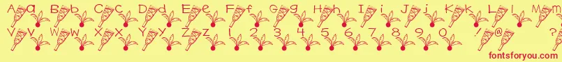 HagoitaFont Font – Red Fonts on Yellow Background