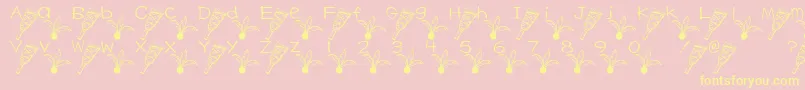 Fonte HagoitaFont – fontes amarelas em um fundo rosa