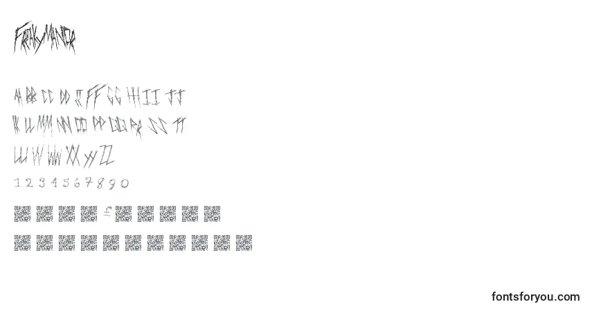 Freakymanor-fontti – aakkoset, numerot, erikoismerkit