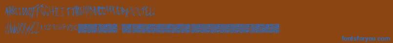 Czcionka Freakymanor – niebieskie czcionki na brązowym tle