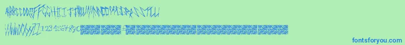 Czcionka Freakymanor – niebieskie czcionki na zielonym tle