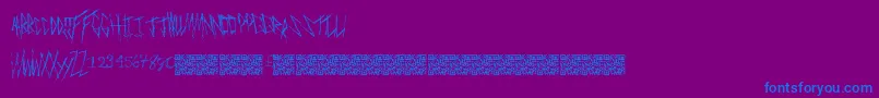 Czcionka Freakymanor – niebieskie czcionki na fioletowym tle
