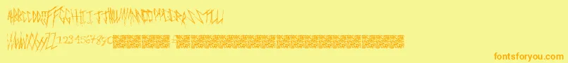 フォントFreakymanor – オレンジの文字が黄色の背景にあります。