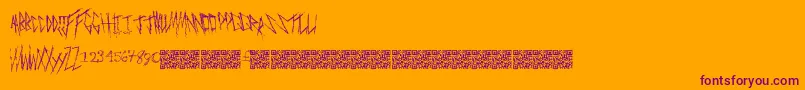 Freakymanor-Schriftart – Violette Schriften auf orangefarbenem Hintergrund