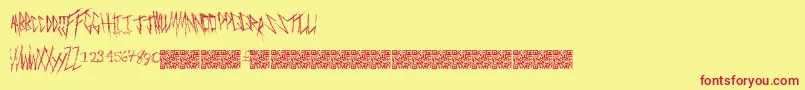 Freakymanor-Schriftart – Rote Schriften auf gelbem Hintergrund