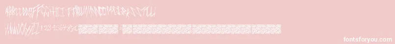Fonte Freakymanor – fontes brancas em um fundo rosa