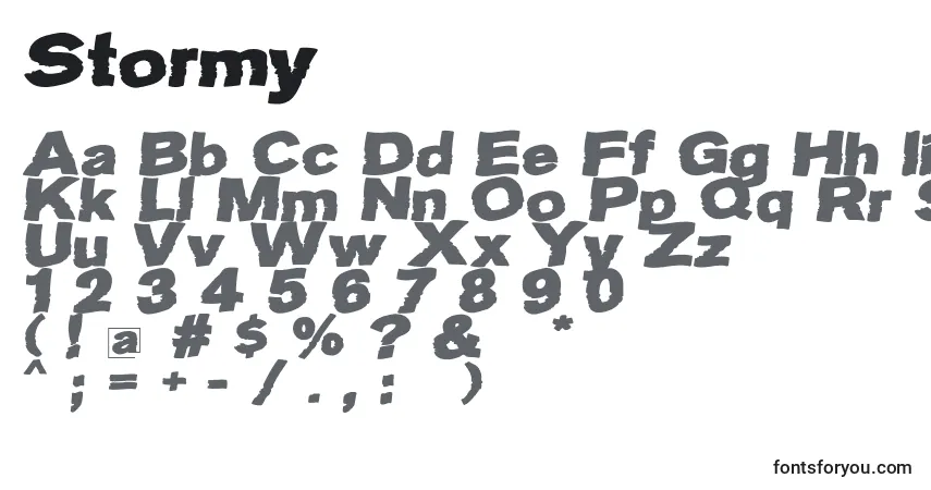 Stormy-fontti – aakkoset, numerot, erikoismerkit