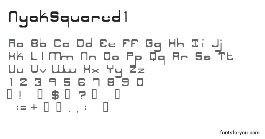 A fonte NyakSquared1 – alfabeto, números, caracteres especiais