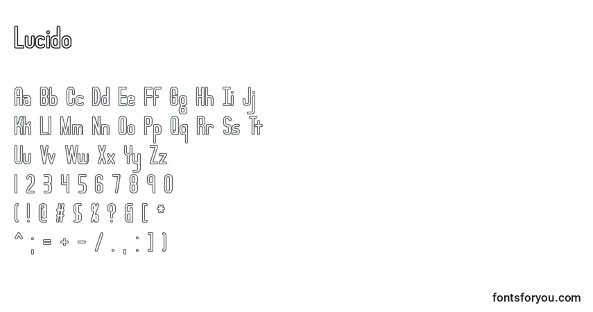 A fonte Lucido – alfabeto, números, caracteres especiais